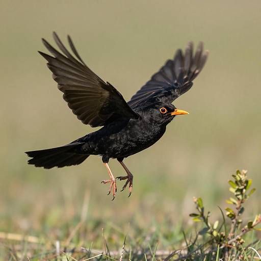 Dynamic Mid-Flight Blackbird Photography