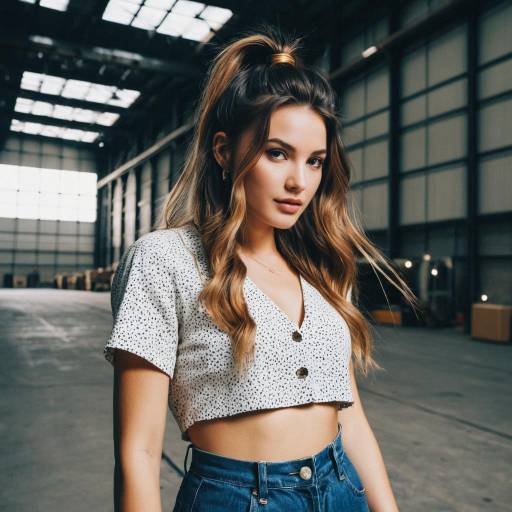 Chic Half-Up Half-Down Hairstyle in Warehouse