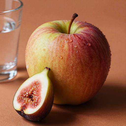 Apple and Fig Still Life with Glass of Water