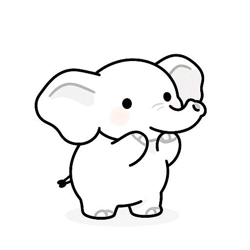 Cute Minimalist Cartoon Elephant