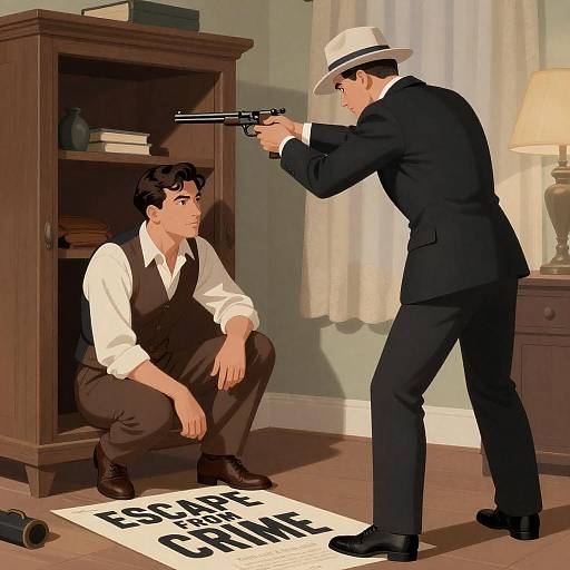 Vintage Noir Gunfight: Escape Scene