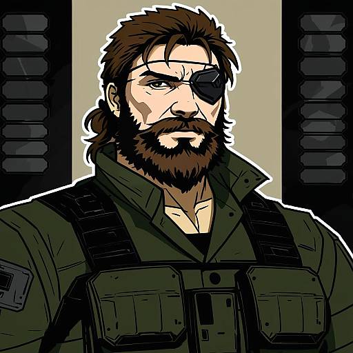 Illustration of Big boss, metal gear (series) in the style of Orion (orionproject)