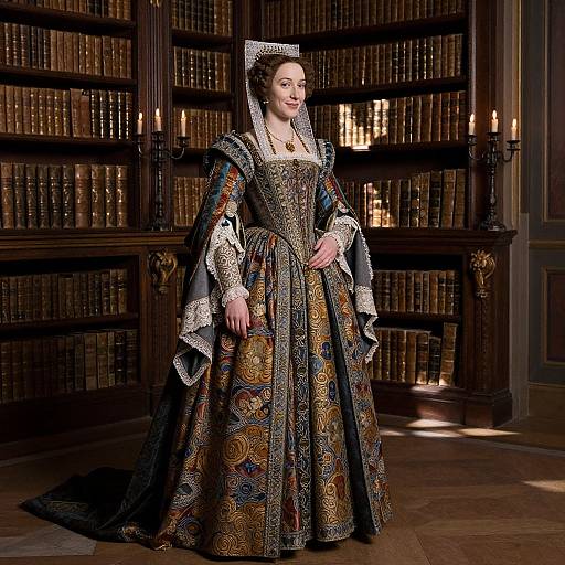 Italian Renaissance Noblewoman in Library