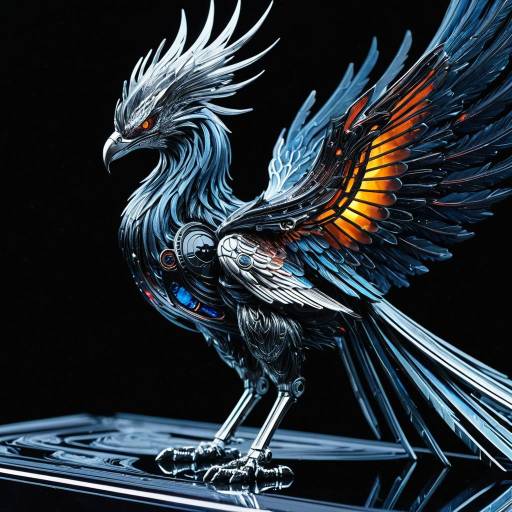 Titanium Celestial Phoenix Sculpture