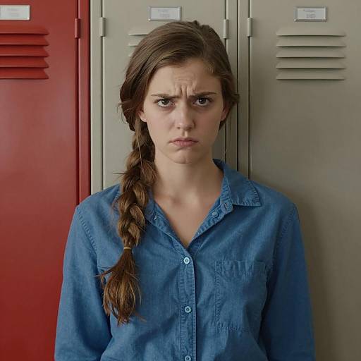 Young Woman in Front of Lockers
