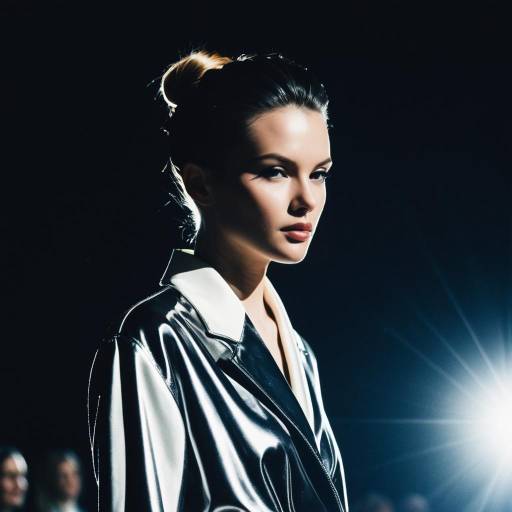 Fashion Model with Sleek Hairstyle on Runway Fashion Model with Sleek Hairstyle on Runway
