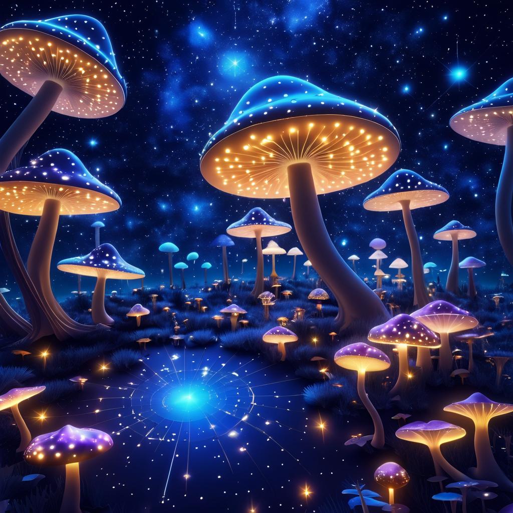 Glowing Mushrooms on a 3D Star Map