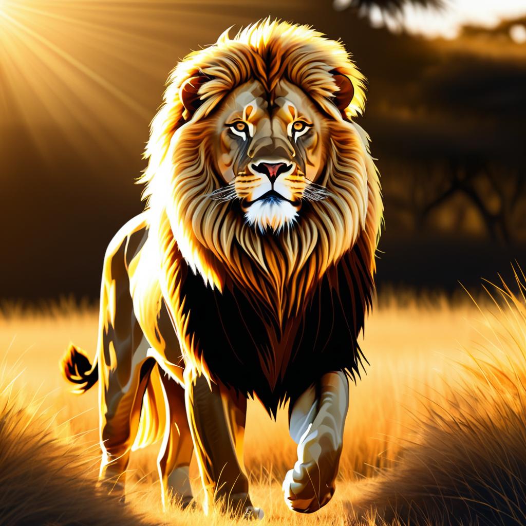 Majestic Lion in Glowing Sunlight