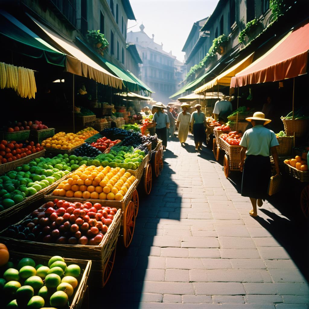 Vibrant Market Scene in Chiaroscuro