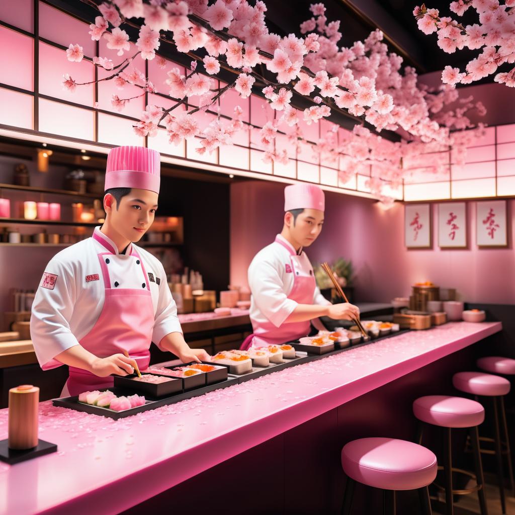 Vibrant Tokyo Sushi Bar Scene