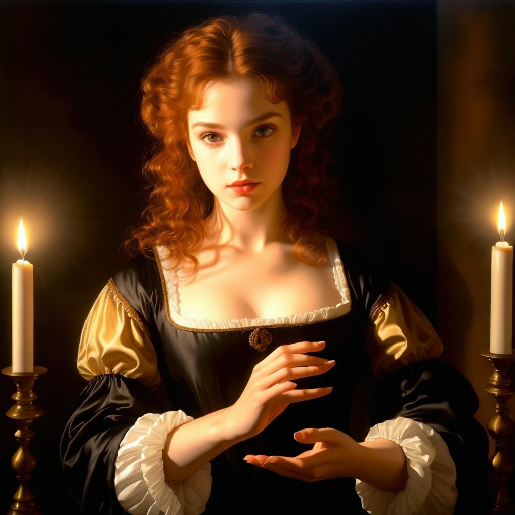 Chestnut-Haired Woman in Baroque Style