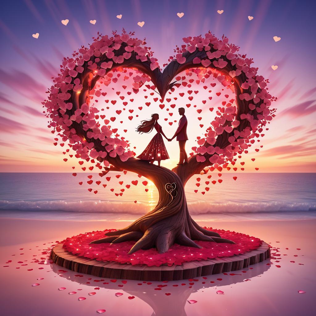 Romantic Valentine’s Day Tree Illustration