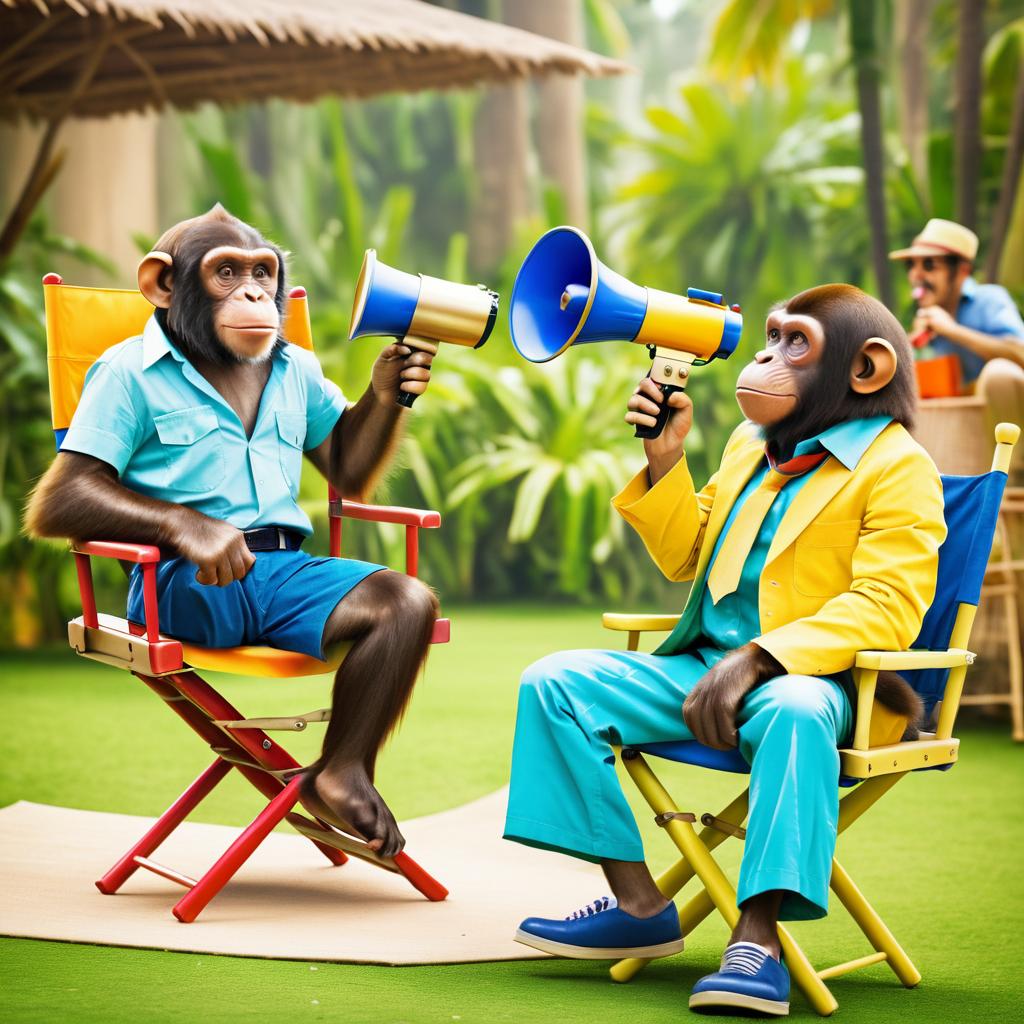 Monkey Director on a Colorful Movie Set