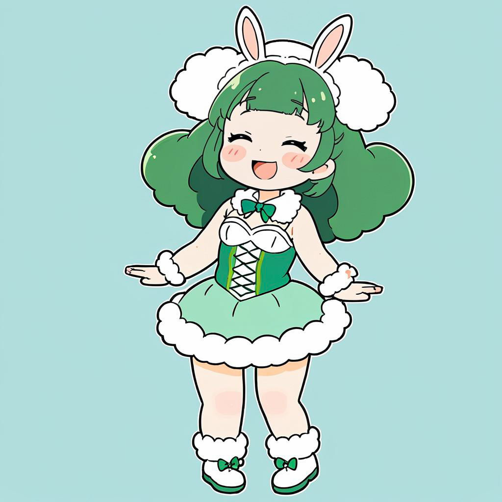 Giggling Bunny Girl in Arctic Studio