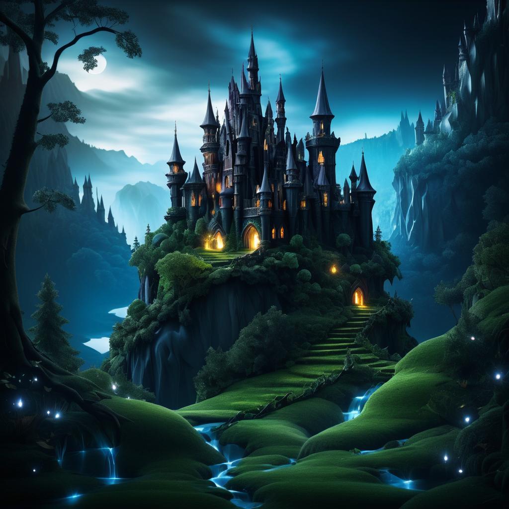 Enchanted Forest with Dark Fairy Castle