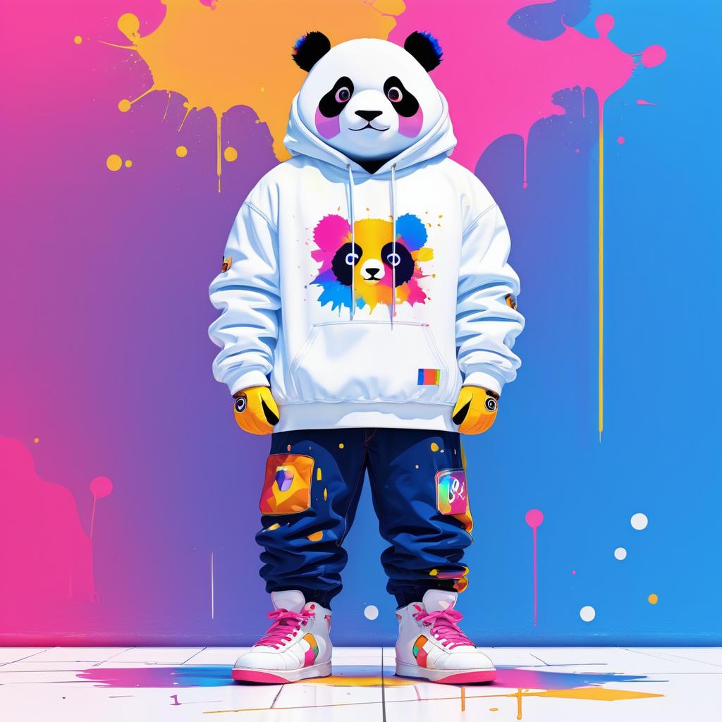 Stylish Panda in Vibrant Art Setting