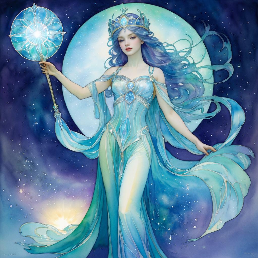 Celestial Seer Selene in Watercolor