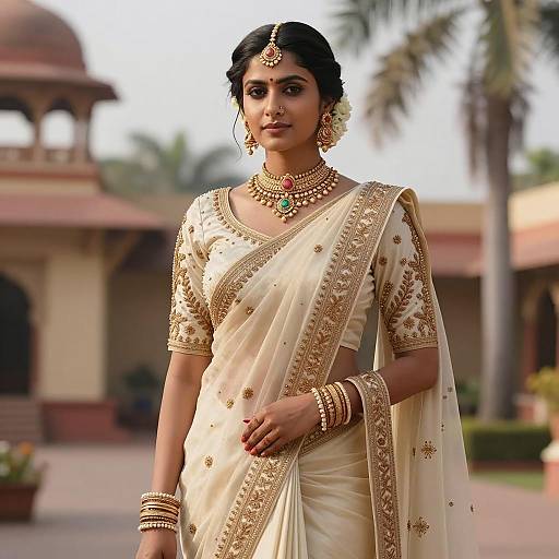 Elegant Indian Woman in Traditional Saree