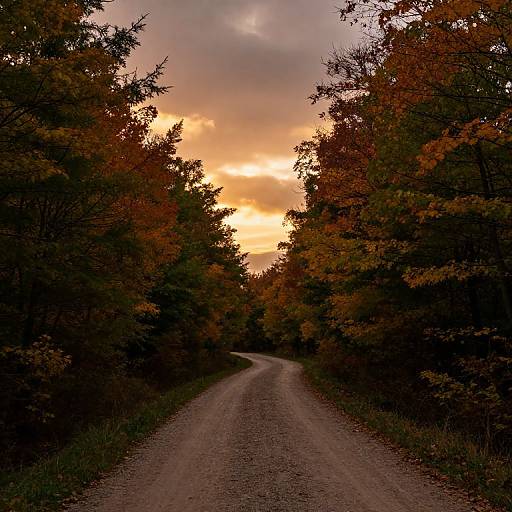 Autumn Forest Path at Sunset
