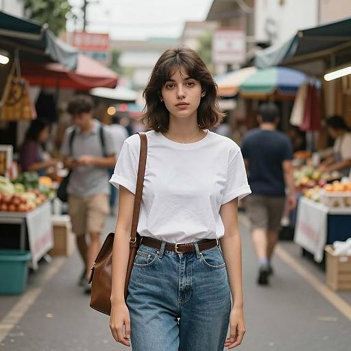 Artistic Young Woman in Street Market