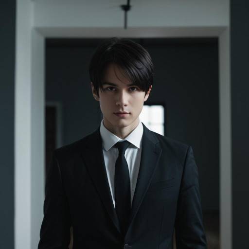 Man in Dark Suit Standing Indoors