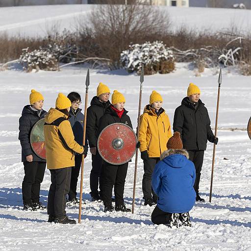 Winter Gathering in a Snowy Landscape