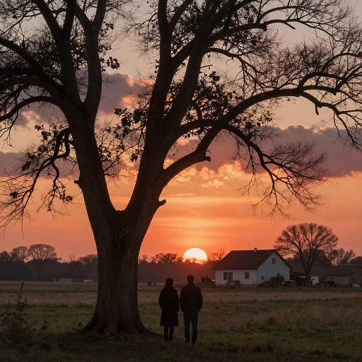 Twisted Tree Silhouette at Sunset