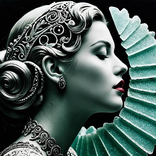 Sea Glass Siren, Decopunk Profile Portrait