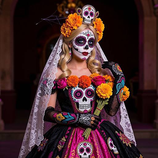 Princess Peach in Day of the Dead Elegance