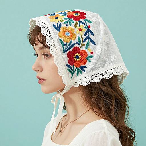 Elegant Embroidered Bonnet Portrait