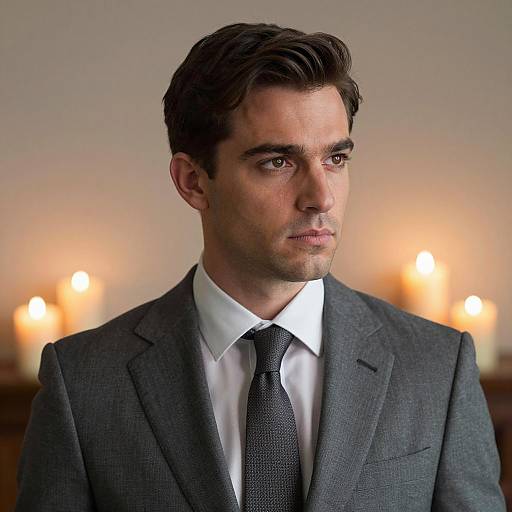 Stylish Man with Candlelit Background