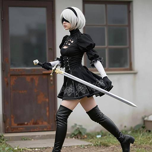 Dynamic Nier: Automata Cosplayer in Action