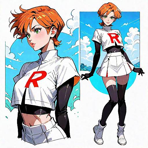 Anime Girl in Team Rocket Uniform