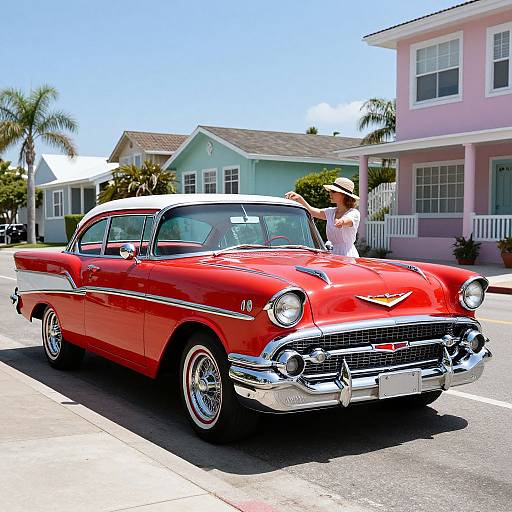 Vintage Red Chevrolet Bel Air Scene