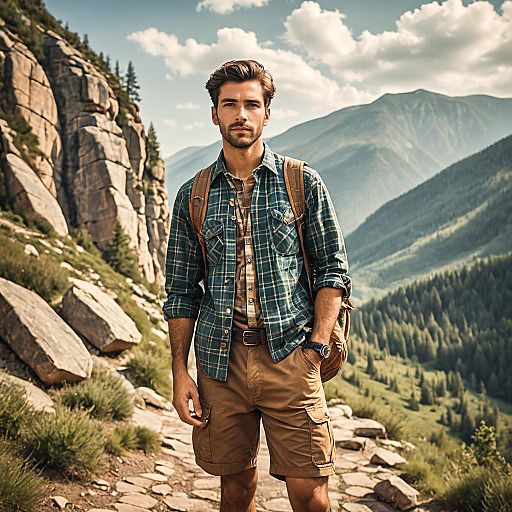 Adventurous Young Man in Retro Style