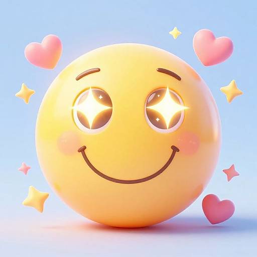 Glowing Smiley Emoji with Floating Hearts