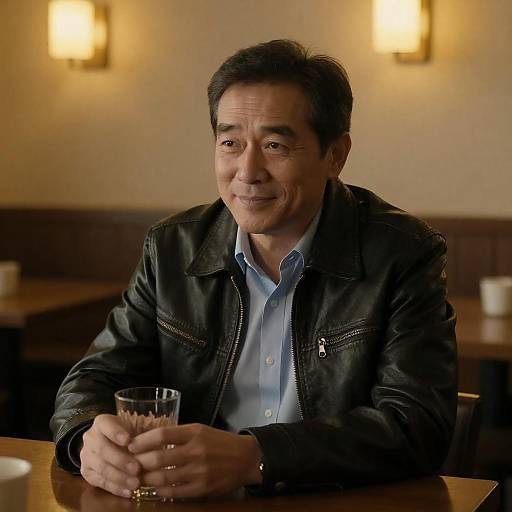 Warm Portrait of Man with Drink