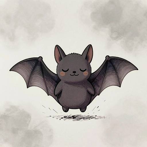 Cute Cartoon Baby Bat Stippling Art