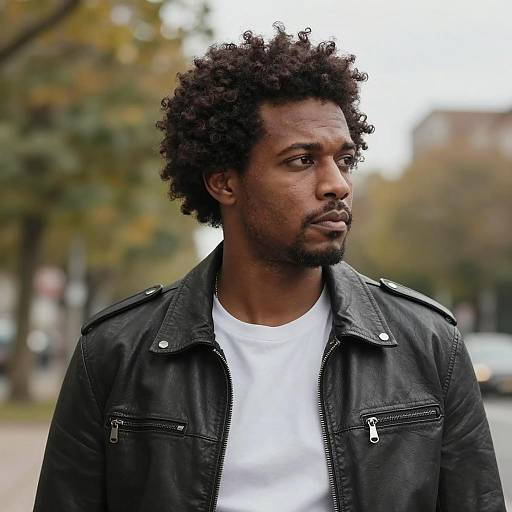 Man in Black Leather Jacket Outdoors