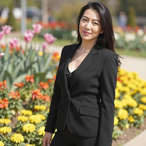 Elegant Spring Portrait in Vibrant Garden