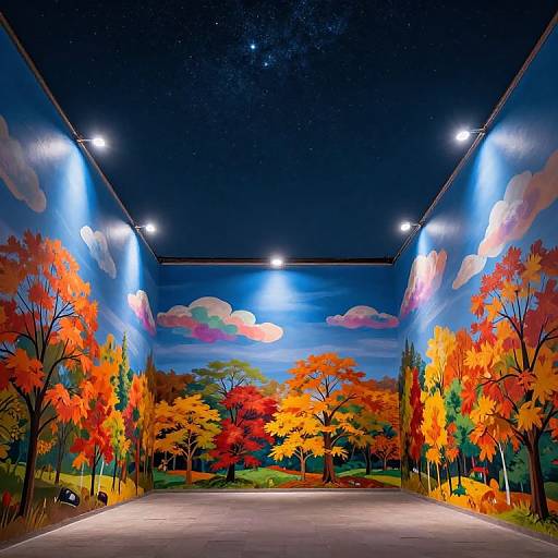 Immersive Autumnal Nighttime Mural