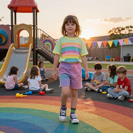 Inclusive Playground Fun at Sunset