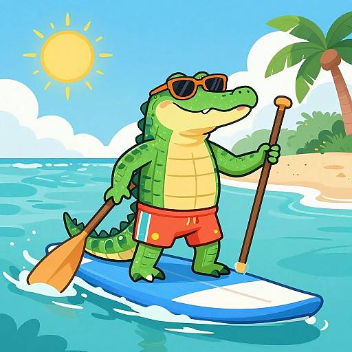 Cool Alligator Surfing Summer Vibes