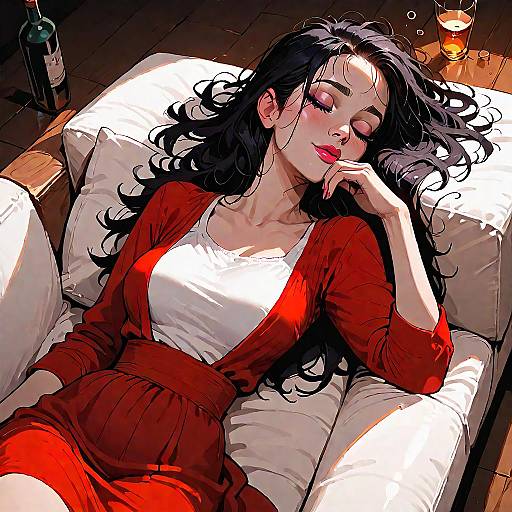 Drunk Girl Sleeping on Sofa