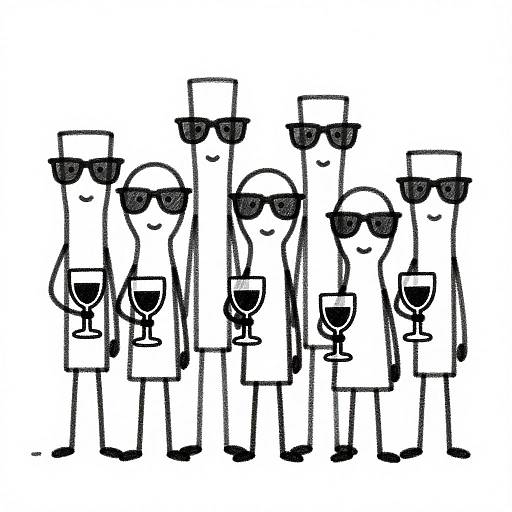 Minimalist Stick Figures Toasting Wine
