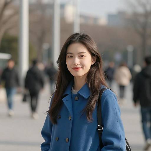Sunlit Young Woman in Urban Park