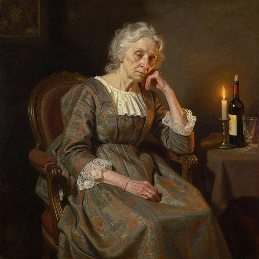 Melancholy Portrait of Elderly Woman