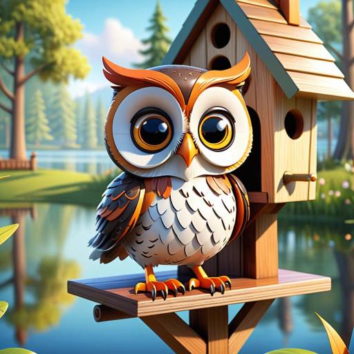 Charming 3D Cartoon Owl in Nature