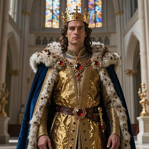 Medieval King in Regal Attire