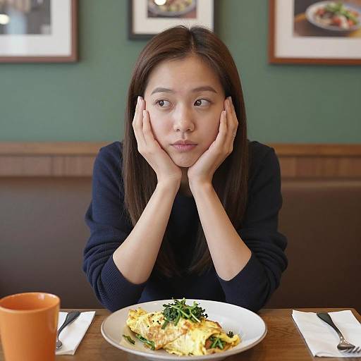 Cozy Restaurant Scene with Asian Woman